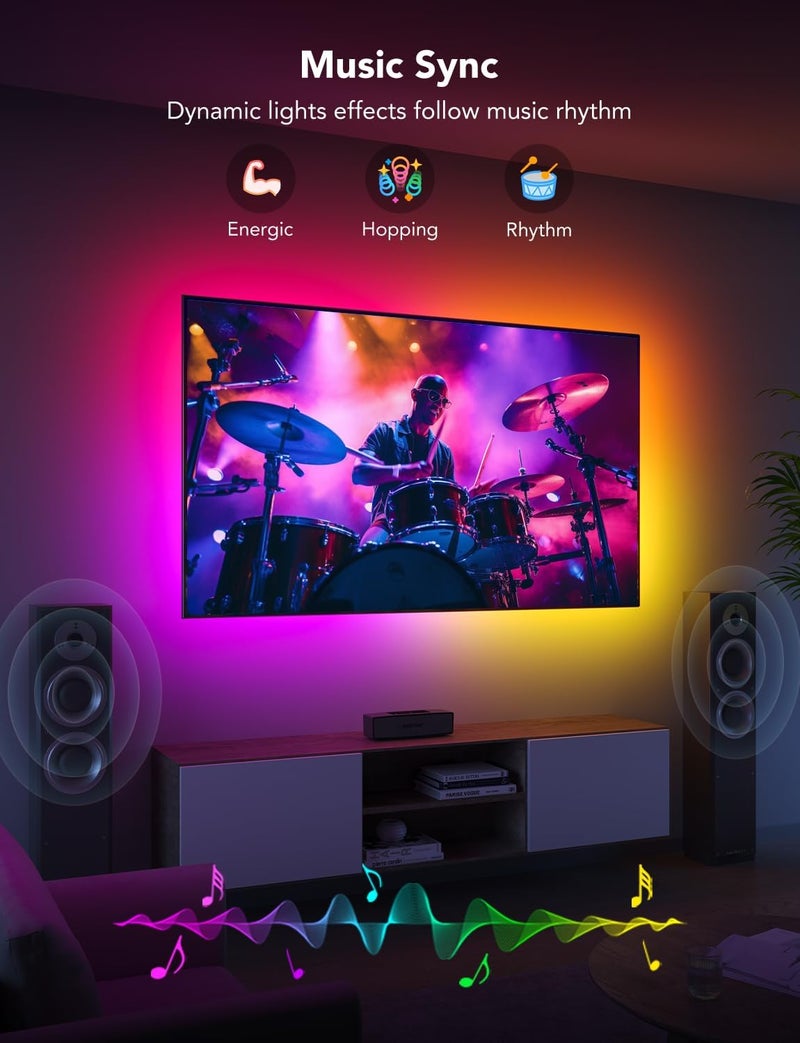 Govee TV LED Backlight Strip, RGBIC Smart LED Backlight for 40-50inch TVs, Music Sync, Wi-Fi Bluetooth & App Control, Works with Alexa & Google Assistant, 77 Scene Modes, Adapter - Image 4